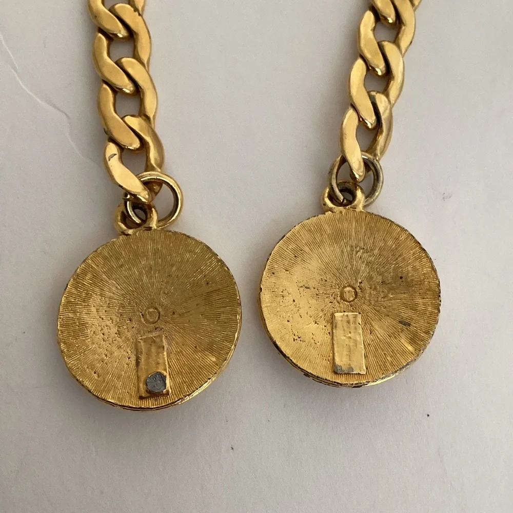 Vintage Gold Medallion Chain Belt Heavy Statement Medallion Curb Chain